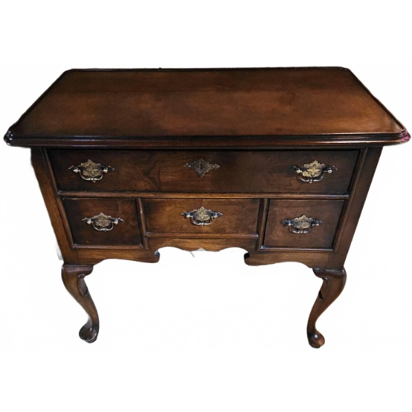 Wooden Side Table with Three Drawers, 32" W x 17" D x 28" H