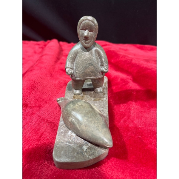 Inuit Seal Hunt Soapstone Carving 5H