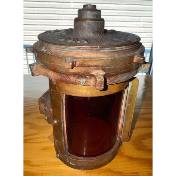 Antique Ship Lamp - Portside Lantern Crucial For Maritime Navigation 6T  