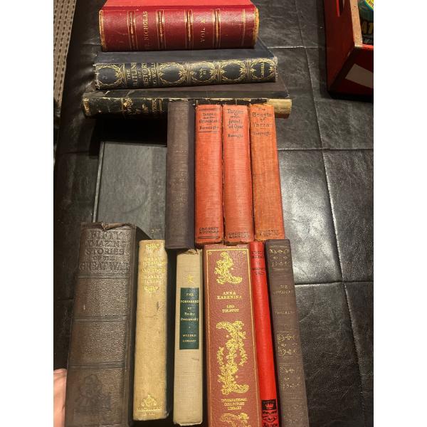 14 Antique and vintage books Charles Dickens The Beast of Tarzan Edger Rice Burroughs. Drawings of 1