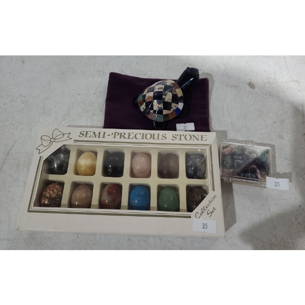 Turtle w/ Stone Checked Shell Details 2.5 W, 1 T, Semi- Precious Stones