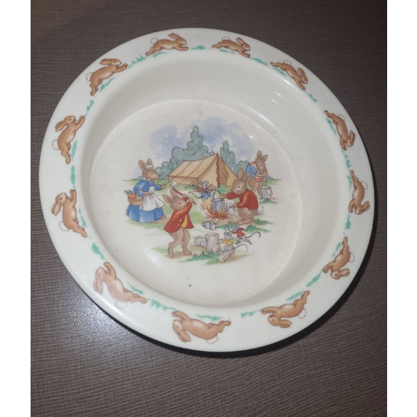 Royal Doulton Bunnykins Camping Scene Bowl 6" Diameter, 1.5 T