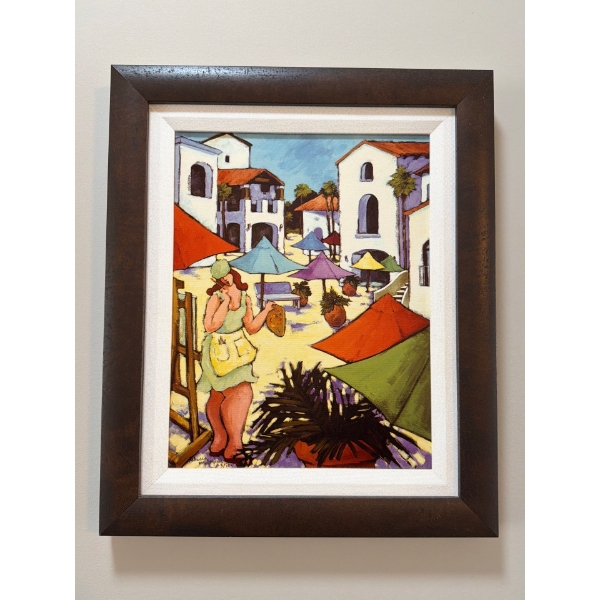 Modern Vibrant Impressionistic Scene of Mediterranean Architecure & Cafes By Rebecca Molayem 3/100
