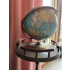 Image 2 : vintage World globe and small round wood antique side table