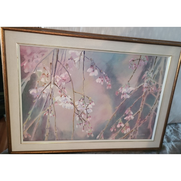 Lg Blossoms, Morning Mist Oil on Canvas Painting by D. J. Putman 36 w 26 h