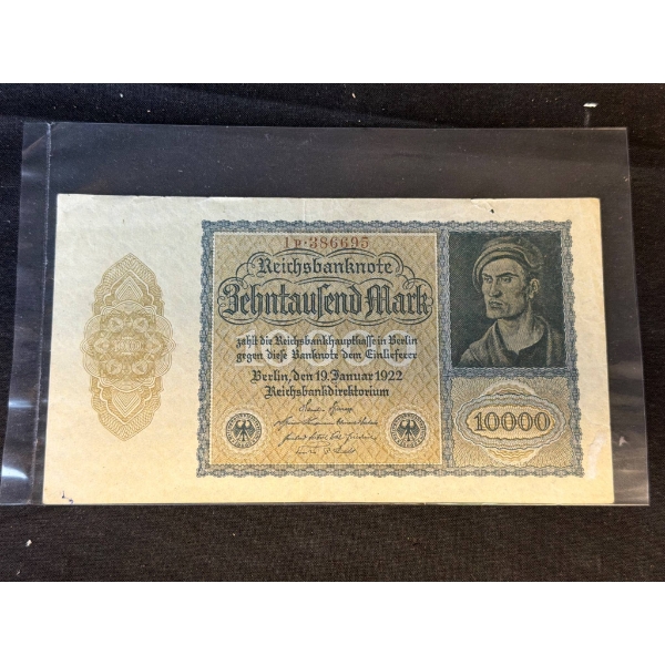 German 10,000 Mark Banknote, 1922