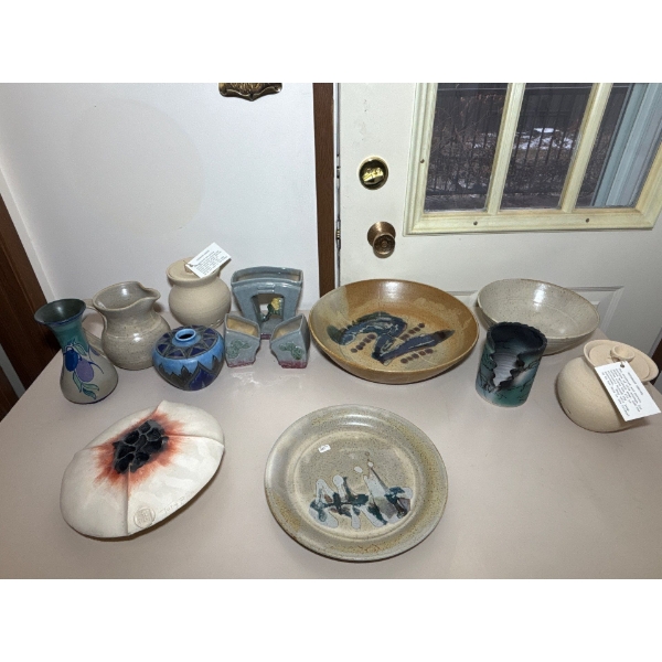 Collection Of Pottery: Mushroom Keeper, Vase By Tony Bloom & More