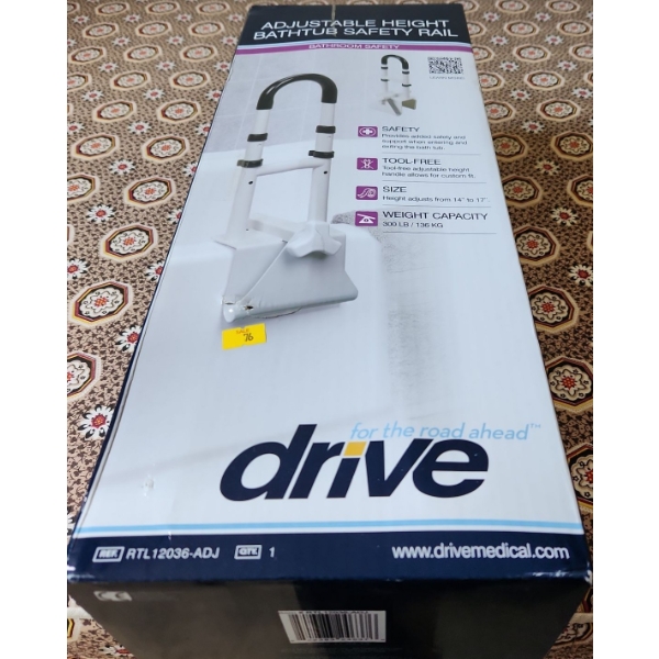 Drive Adjustable Bathtub Safety Rail Model RTL12036-ADJ (New in Box)
