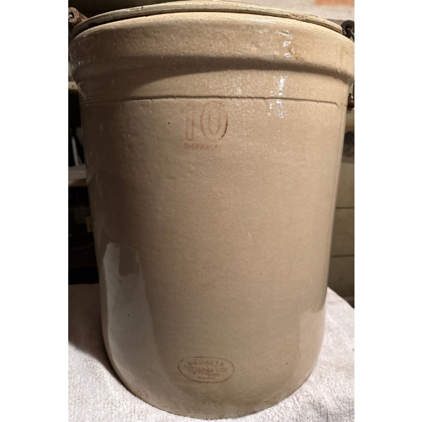 10 Imperial Gallon Stoneware Crock By Medalta Potteries in Medicine Hat, Alta