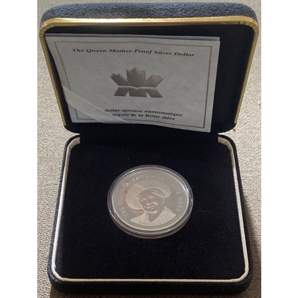 The Queen Mother Proof Dollar 92.5% Silver 25.175 