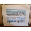 Image 1 : Group of 3 Winter Scene Paintings- Artist Willie Wong, 21 X 18 Framed Under Glass 