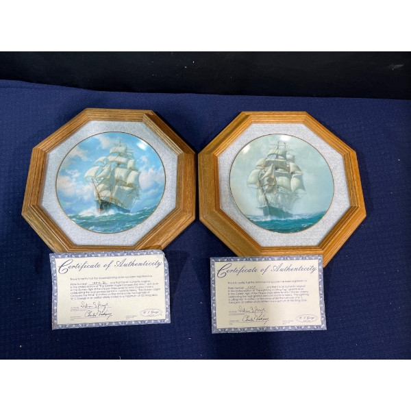 Set of Two Collectors Plates in Frames with original boxes and COA