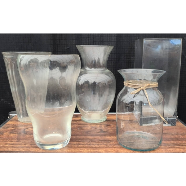 Variety of Glass Vases, 10 to 12 Inches