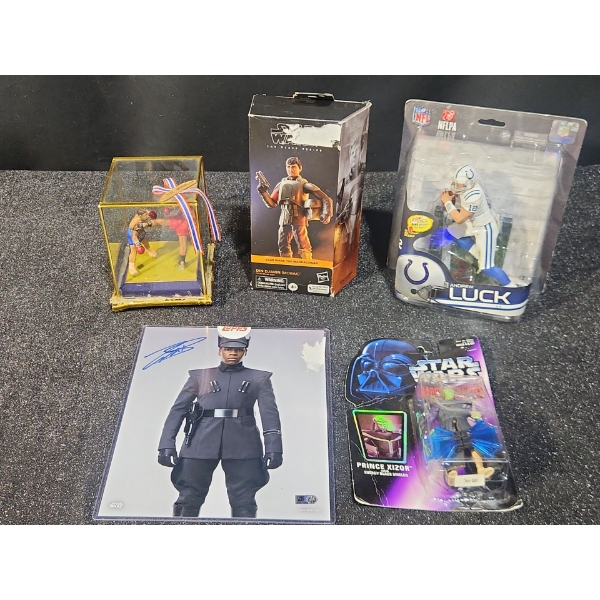 Collectible Star Wars Merch, Andrew Luck Figurine and Thai Boxers In a Glass Box