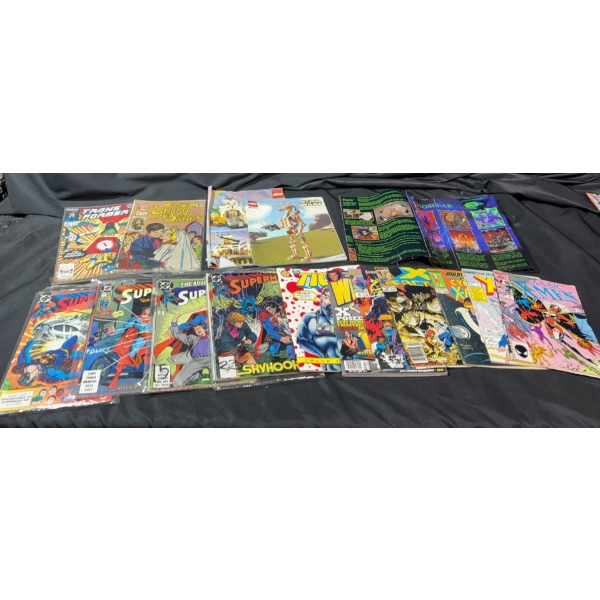 Various Books: Transformers, Superman, X-Men Comics and Lego