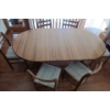 Image 2 : Gorgeous Large Teak Dining Table, in Good Condition, With Leaf & 6 Chairs - 81L, 46W, 29T