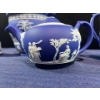 Image 3 : Blue Wedgewood China Set - Teapot, Cream & Sugar, and Flowerpot
