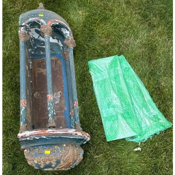 Antique Decorative Corner Piece 13W, 12D, 40T, Comes with Glass Pieces; Some Breakage, See Photos 