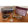 Image 1 : Antique Indian Carved Camel Bone Jewellery Box w/ Live Edge Chrome Miniatures & More