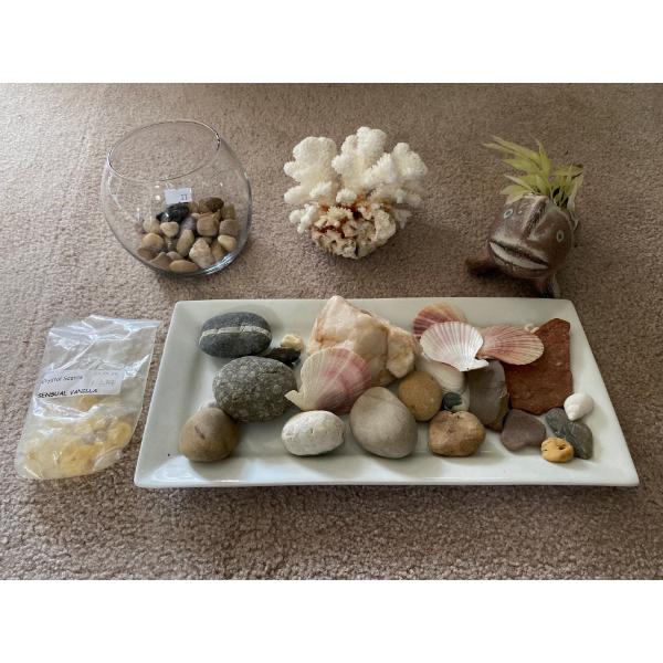 Sea Shells, Rocks Large Coral Sample Fish Planter