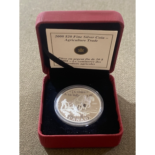 2008 $20 Fine Silver Coin - Agriculture Trade With Certificate of Authenticity