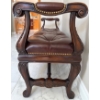 Image 6 : European Solid Wood Bench Tufted Brown Leather 60L x 17T x 18D