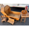 Image 1 :  wood cradle with highchair, small bench and small doll rocking chair