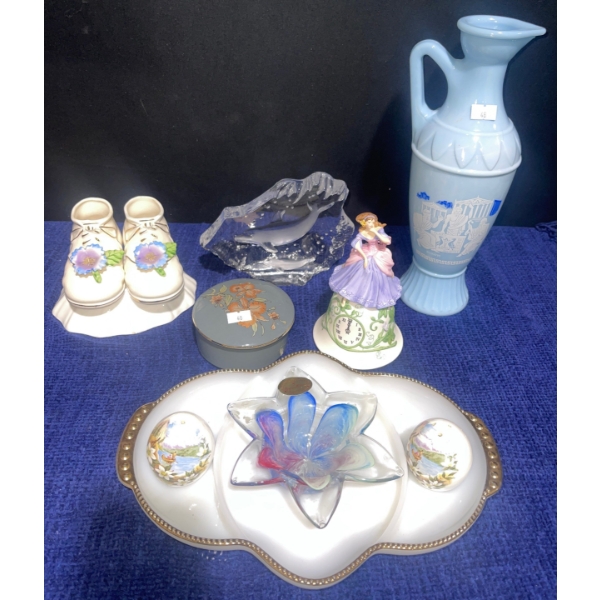 Decorative Collectibles  Milk Glass, SNP Shakers, Baby Shoes & More