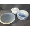 Image 1 : Assorted Pottery: Cake Plate 11" Diameter, 3 T, Bowl 9" Diameter and Covered Dish 