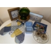 Image 1 : Assorted Vintage Kitchen Items- oven mitts, Pyrex dishes, Wall art & Ashtray & More