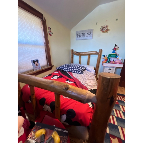  twin, solid wood, handmade bed frame with headboard, footboard and bottom runners, including mattre