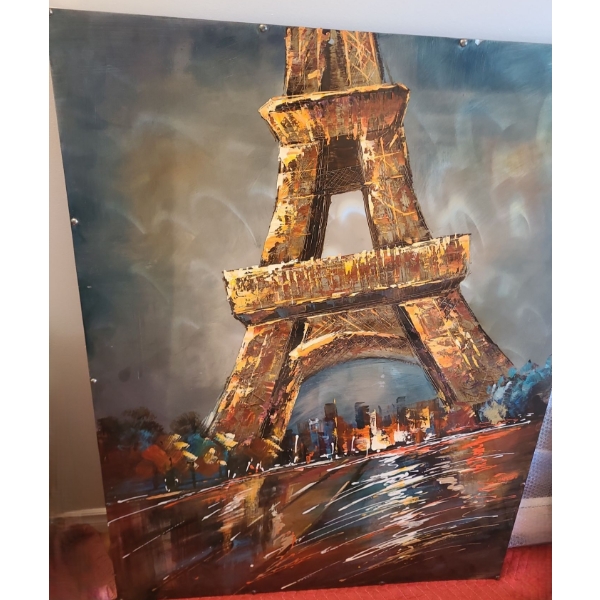Lg Eiffel Tower Paint on Metal 36 w 48 h