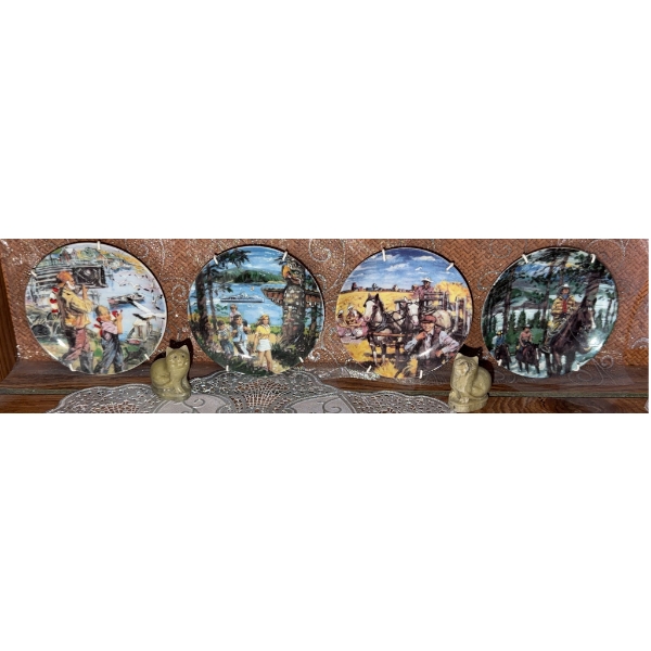 Jade Cat Figurines and Canadian Mini Plates