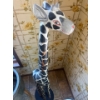 Image 2 : 2 Wooden Decor Giraffes, Large Stands 59" Tall, Smaller Giraffe Is 48" Tall, With Ceramic Planter On