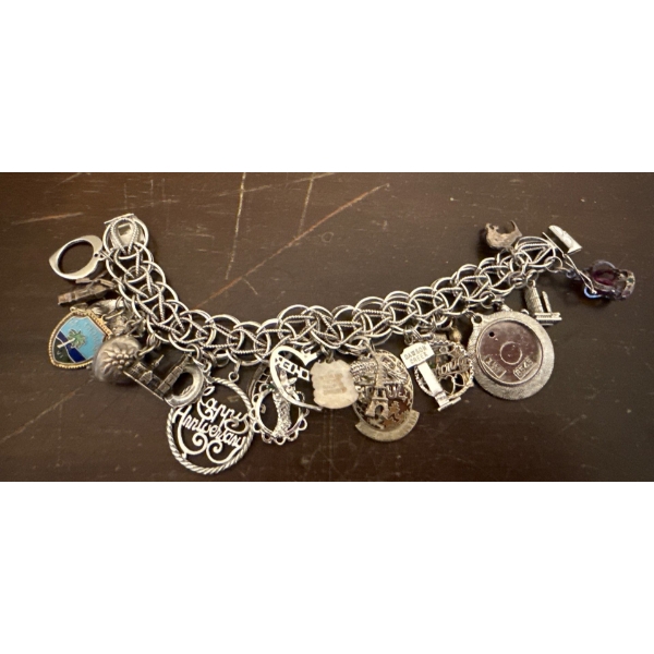 Charm Bracelet Stamped Sterling, Bracelet w/ Charms Weighs 73.75g 