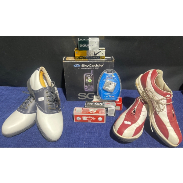 Sky Caddie-Golf Range Finder  Two Pairs of Golf Shoes Size 8.5 & Callaway, Nike,Top Flight Golf Ball