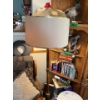 Image 1 : collection of books, vintage retro lamp, and marble and brass side table