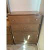 Image 1 : Mid-Century Wooden Dresser With Brass Accents and Drop-Front Drawer