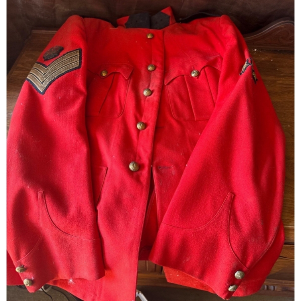 Red RCMP Coat Size S/M w/ Vintage Led Zeppelin Tapestry. 