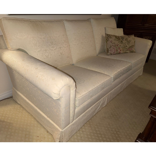 Tradiotional Style Skirted 3 Seat Sofa In Nuetral Ivory Tone 71x33x32
