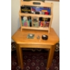 Image 1 : Oak End Table 24x24x26 & Magazine Rack Jam Packed w/ Travelors Brochures 