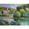 Image 2 : Countryside by Water, Numbered Print, 74/350, Signed: Claude Chambour, Framed Under Glass, 26.5 X 24