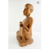 Image 2 : Hand-Carved Wooden Sculpture Depicting A Mother And Child 21''INCHES HEIGHT.