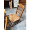 Image 3 :  Oak table with four teak chairs, and one extra antique wooden chair L 29 inches width 47” Height 29