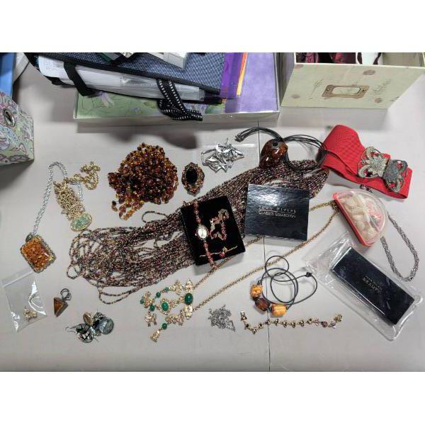 Jewelry Collection Including Necklaces, Earrings, and Bracelets