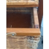 Image 7 : Wood & Metal Coffee Table w/ Storage (26D, 48L, 19T) w/ Wicker Shelf (Contents Incl. Some Damage)