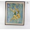 Image 1 : Painting Depicting Two Synchronized Swimmers Or Dancers In Green Swimsuits, , 28''*35''