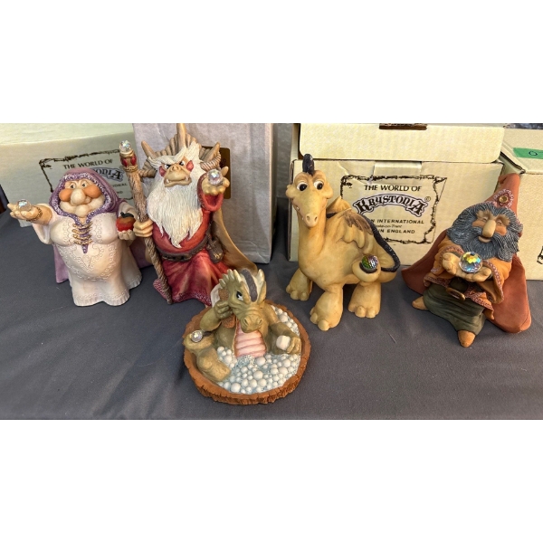 Krystonia Hand Painted Mystical Figurines, Made in England w/ Certificates,  5 Pieces - ~7L