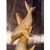 Image 4 : Hand Carved Sandlewood Dolphin Trio 39T