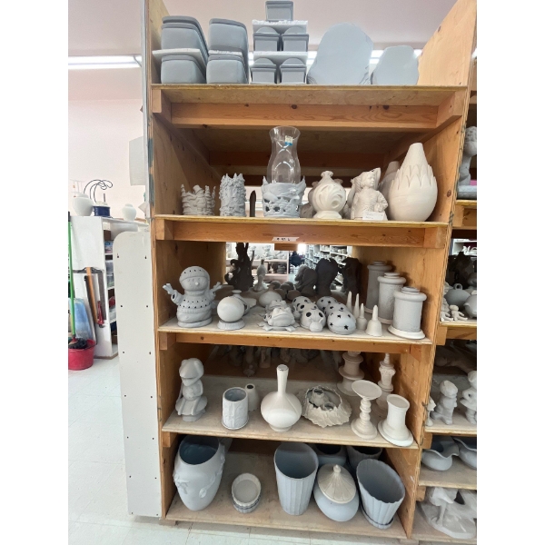 ceramic green ware all contents on shelf Lot 